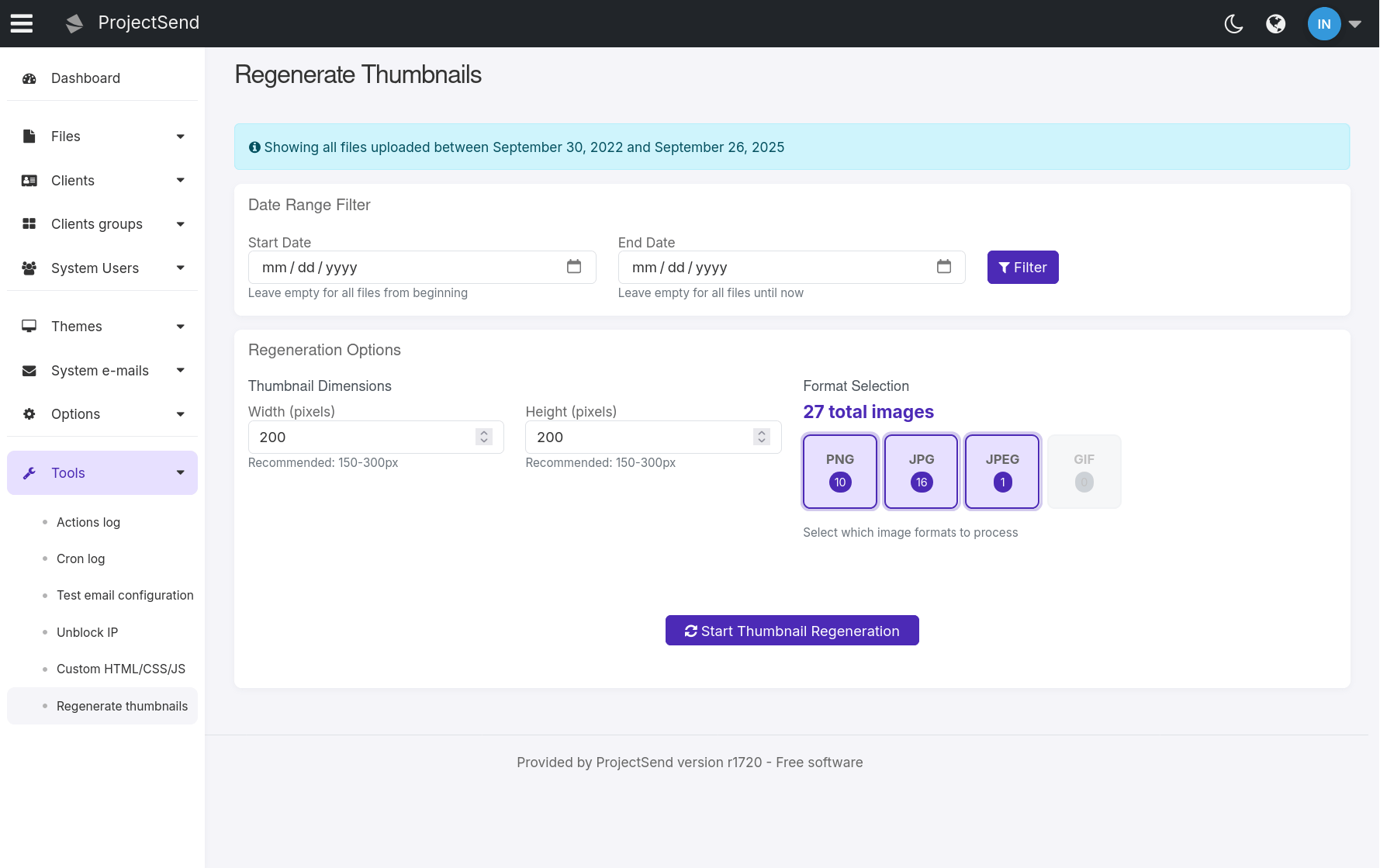 Regenerate Thumbnails Tool