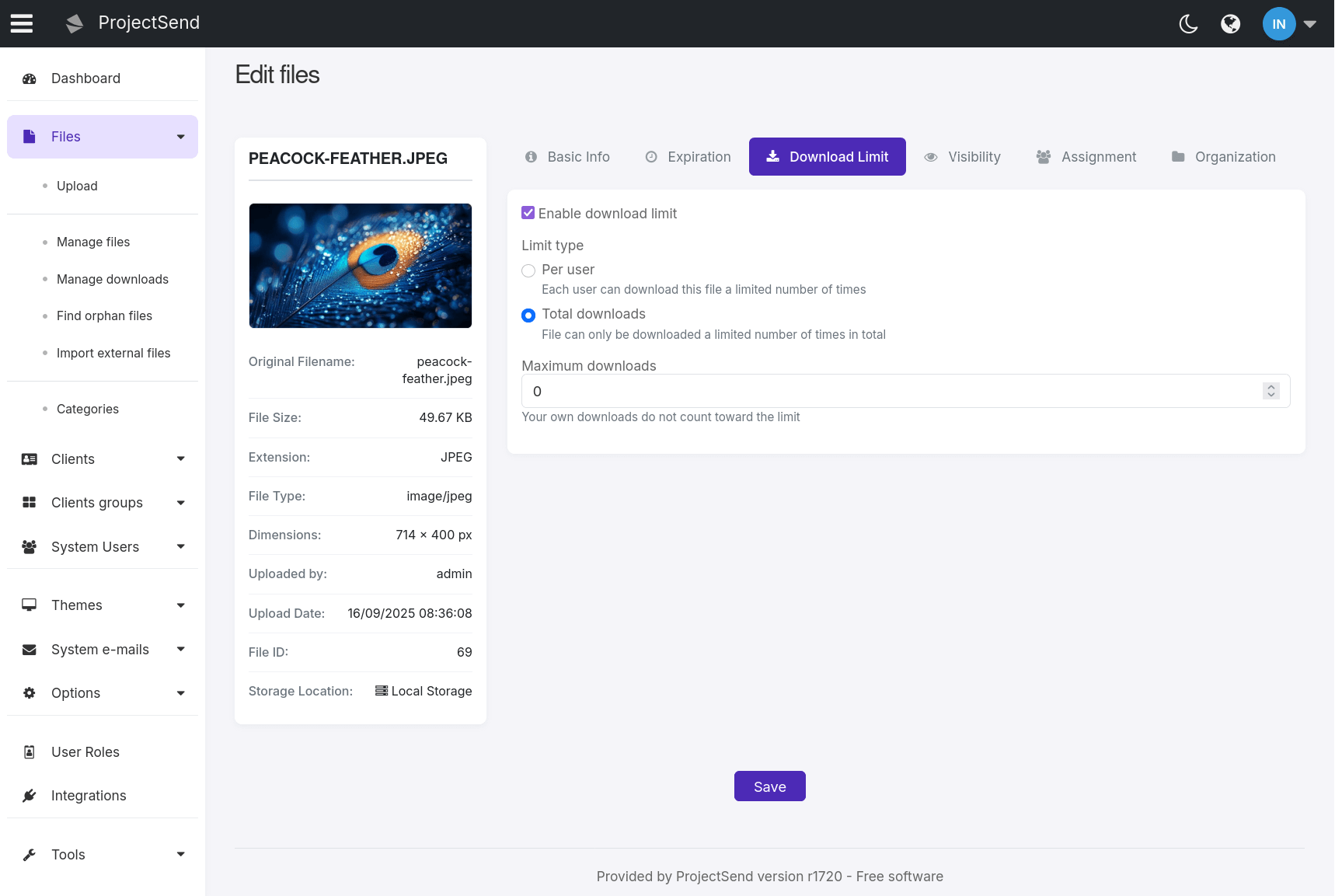 Download Limits Configuration