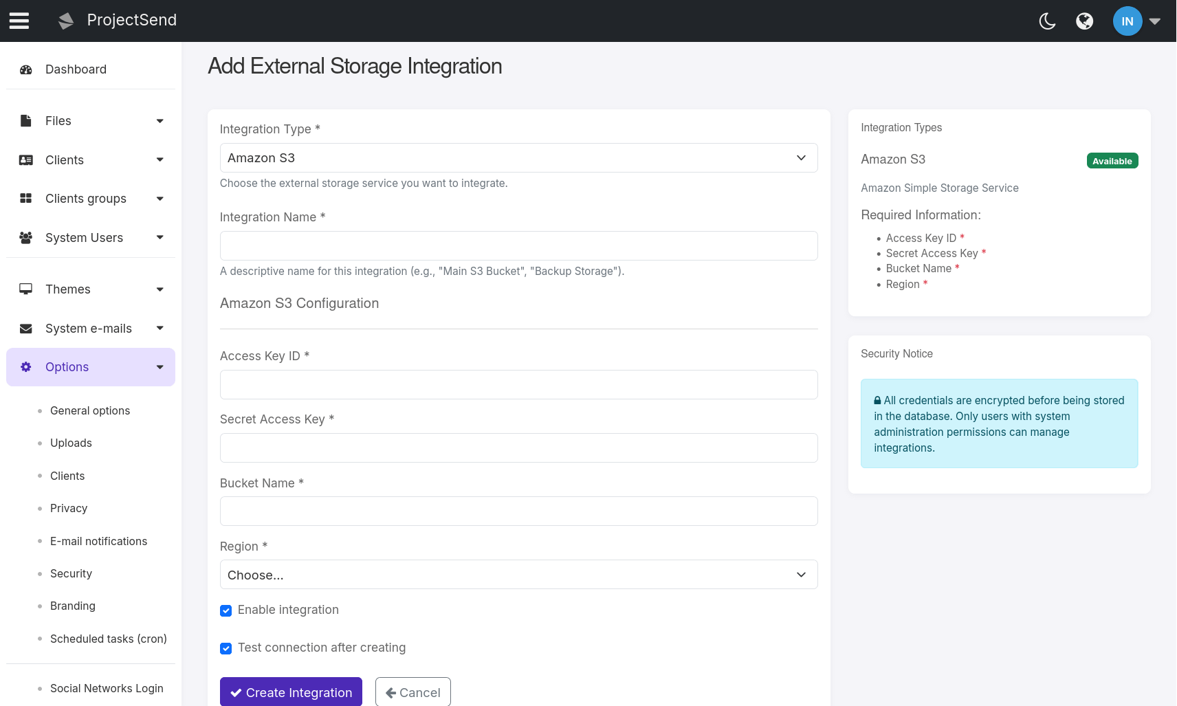External Storage Configuration